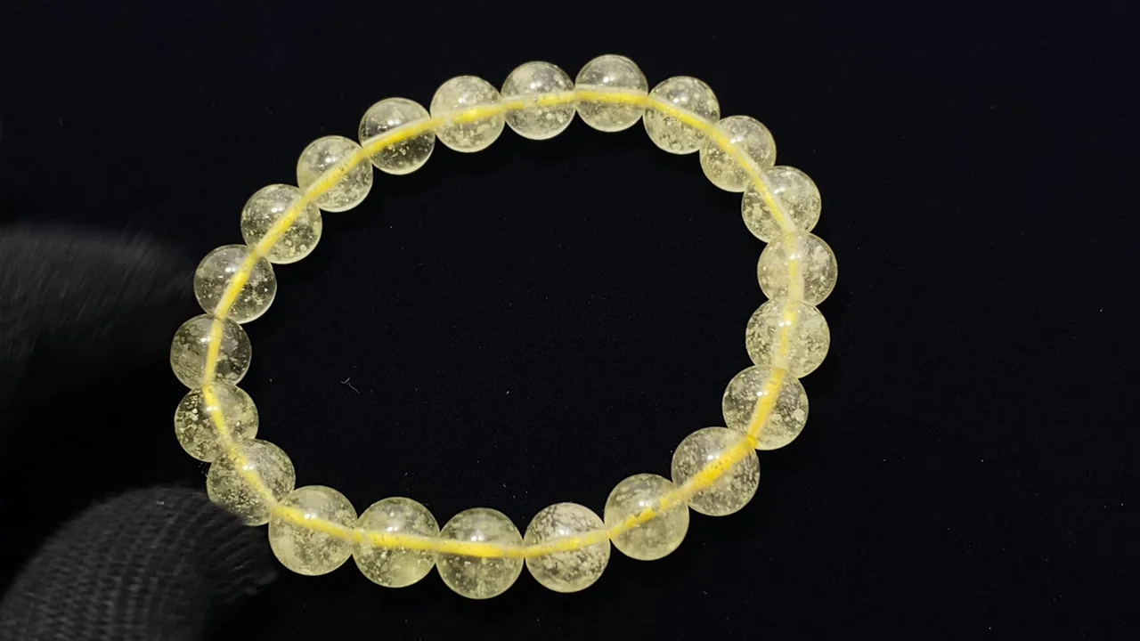動画】【1点もの】リビアングラス ラウンド8.5mm 1連(ブレス) NO.201