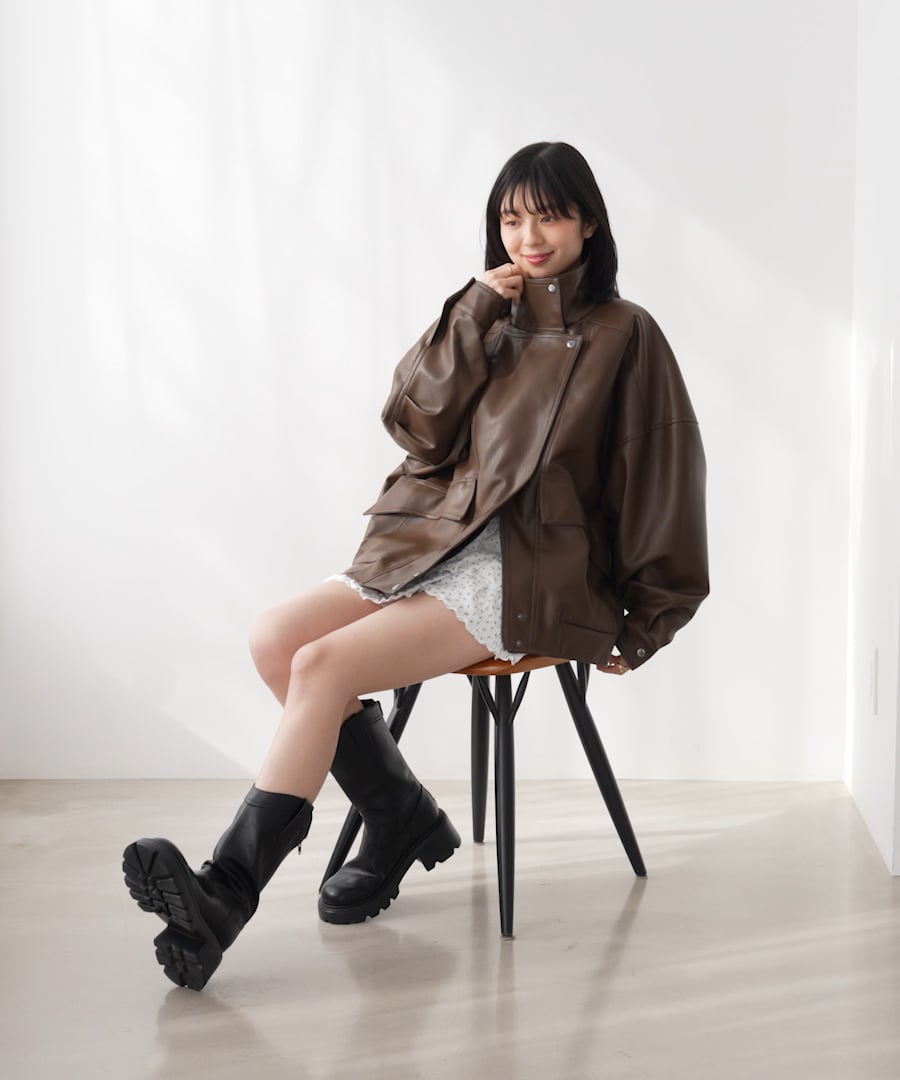 フェイクレザーBIGライダースブルゾン | [公式]ヘザー（Heather）通販