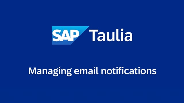 Managing Email Notifications - SAP Taulia