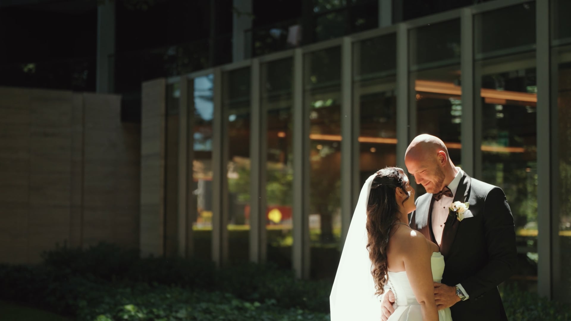 Luminare, South Melbourne wedding — bride and groom portrait, photographed by C2 Films