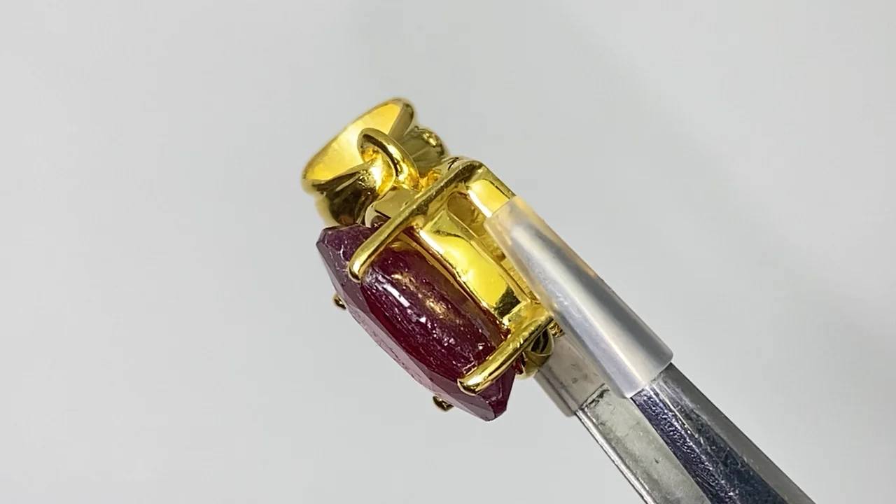 宝石質ルビー AAA- ファセットカットペンダントトップ 18KGP製 NO.21