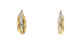 10kt Two-Tone Gold Crisscross Hoop Earrings