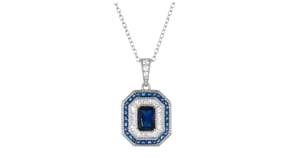 1.80 ct. t.w. Simulated Sapphire and .52 ct. t.w. CZ Pendant Necklace in Sterling Silver