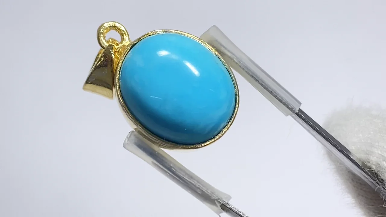 動画】【1点もの】キングマンターコイズAAA- ペンダントトップ 18KGP製