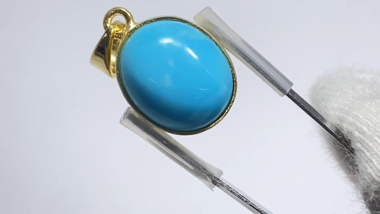 動画】【1点もの】キングマンターコイズAAA- ペンダントトップ 18KGP製