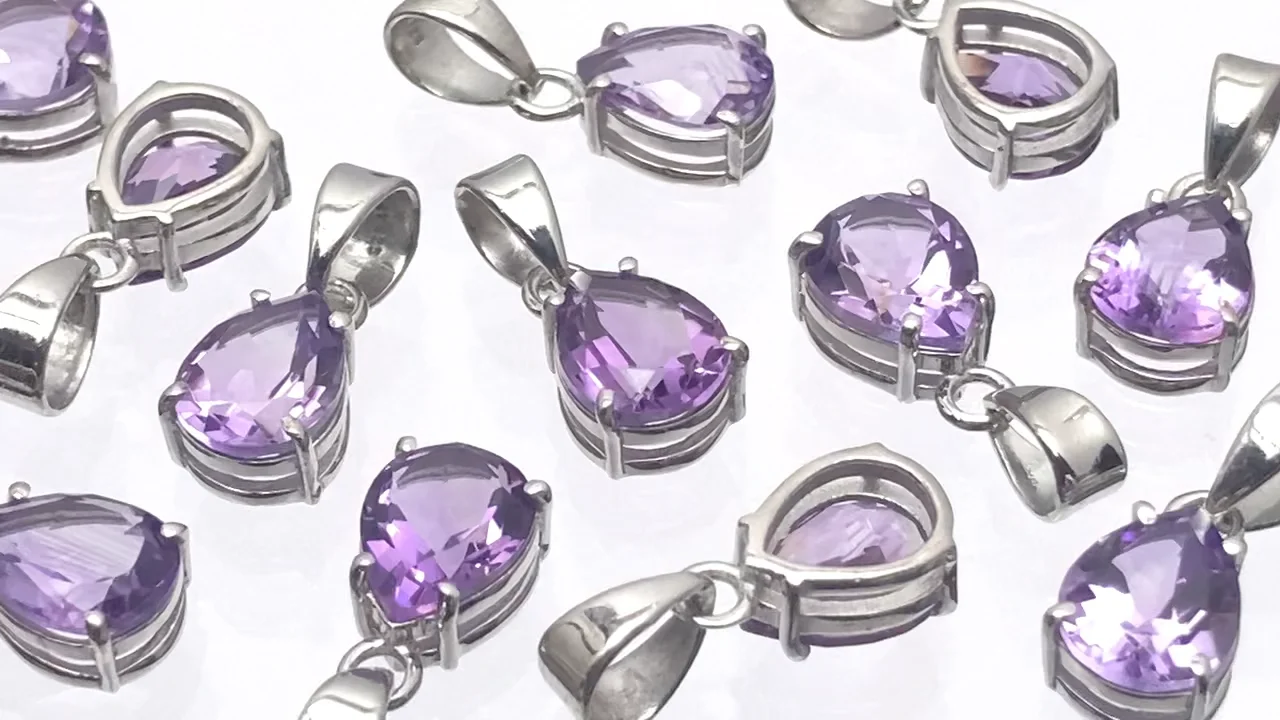 動画】宝石質アメジストAAA ペアシェイプファセットカット9×7mm