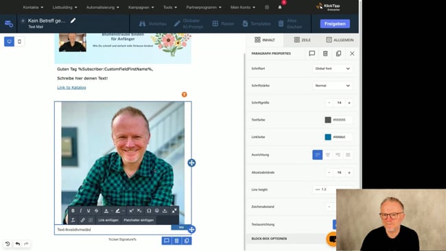So setzt Du eine E-Mail in KlickTipp auf