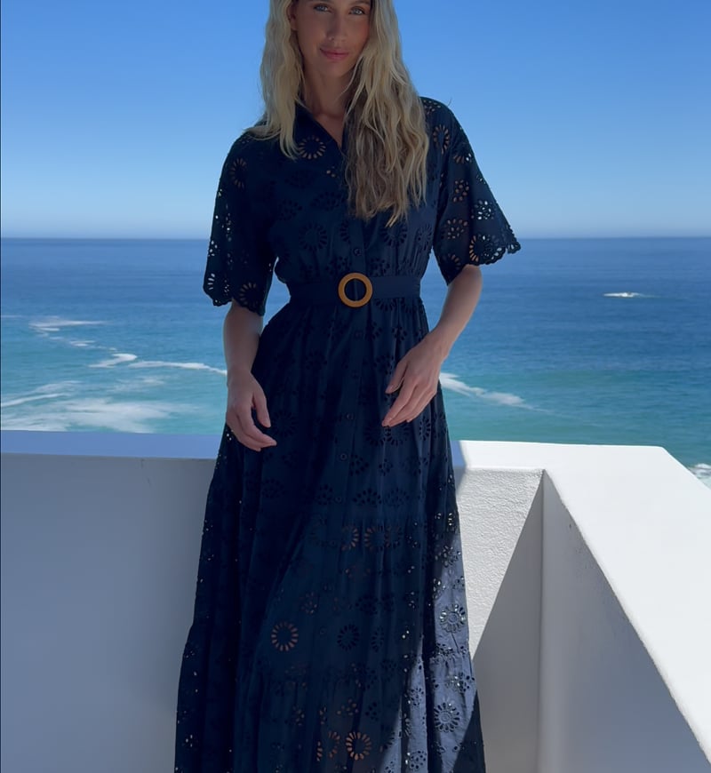 Video: Apoline Navy Maxi Dress