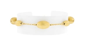 Italian 18kt Gold Over Sterling Oval Bead Station Bracelet