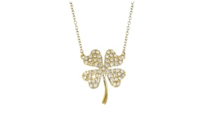 .50 ct. t.w. Lab-Grown Diamond Four-Leaf Clover Necklace in 18kt Gold Over Sterling