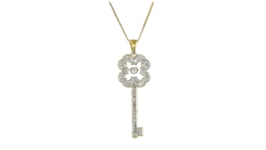 .25 ct. t.w. Diamond Clover Key Pendant Necklace in 18kt Gold Over Sterling