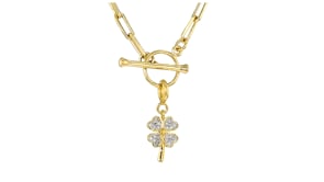 .10 ct. t.w. Diamond Four-Leaf Clover Charm in 18kt Gold Over Sterling
