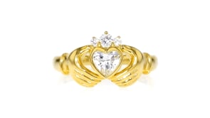 .63 ct. t.w. Lab-Grown Diamond Claddagh Ring in 18kt Gold Over Sterling