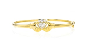 1.21 ct. t.w. Lab-Grown Diamond Claddagh Bangle Bracelet in 18kt Gold Over Sterling