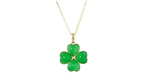Jade Four-Leaf Clover Pendant Necklace in 18kt Gold Over Sterling