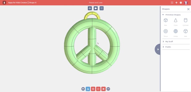 Shape and 3D print a peace and love pendant