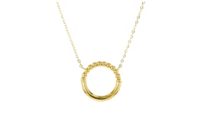 Italian 14kt Yellow Gold Half-Beaded Circle Necklace