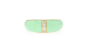Pastel Green Enamel Dome Ring with Diamonds in 18kt Gold Over Sterling