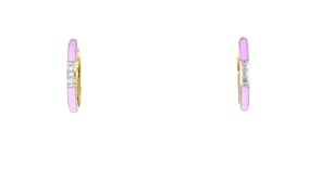 Pastel Purple Enamel Hoop Earrings with Diamonds in 18kt Gold Over Sterling
