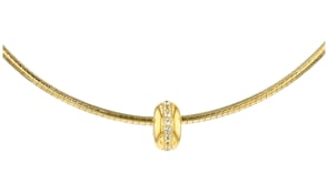 .30 ct. t.w. White Topaz Striped Bead Charm in 18kt Gold Over Sterling