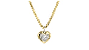 Sterling Silver and 14kt Yellow Gold Heart Charm with Single Lab-Grown Diamond