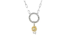 Sterling Silver and 14kt Yellow Gold Sunflower Charm with Diamonds
