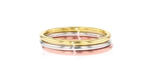 Italian 10kt Tri-Colored Gold Jewelry Set: Three Stackable Rings