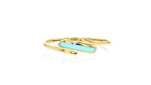 Turquoise Enamel Bypass Ring in 10kt Yellow Gold