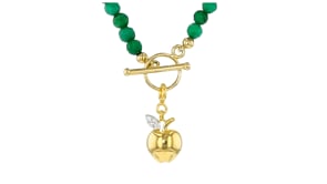 Diamond Apple Charm in 18kt Gold Over Sterling