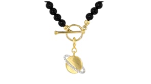 .10 ct. t.w. Diamond Planet Charm in 18kt Gold Over Sterling