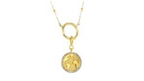 .10 ct. t.w. Diamond World Map Charm in 18kt Gold Over Sterling