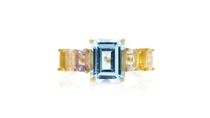 3.90 Carat Sky Blue Topaz and 1.60 ct. t.w. Multi-Gemstone Ring in 18kt Gold Over Sterling
