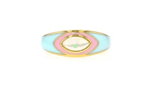 Opal Ring with Pink and Blue Enamel in 18kt Gold Over Sterling