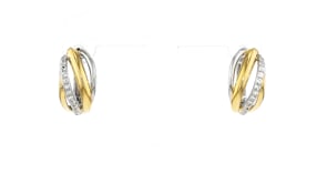 .90 ct. t.w. White Topaz Crisscross Hoop Earrings in Sterling Silver and 18kt Gold Over Sterling