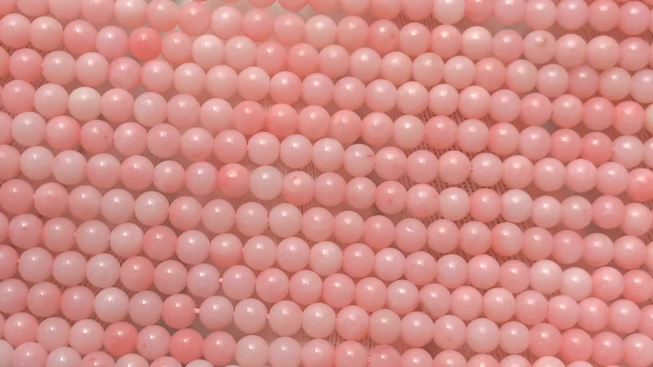ピンクコーラル（染） ラウンド3mm 1連｜天然石ビーズの卸問屋・通販