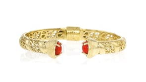 Coral Filigree Cuff Bracelet in 18kt Gold Over Sterling