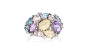 Opal and 2.50 ct. t.w. Multi-Gemstone Cluster Ring in Sterling Silver