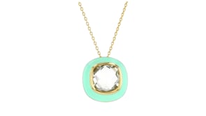 3.70 Carat Prasiolite and Green Enamel Pendant Necklace in 18kt Gold Over Sterling