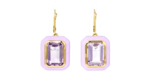 14.00 ct. t.w. Amethyst and Purple Enamel Drop Earrings in 18kt Gold Over Sterling