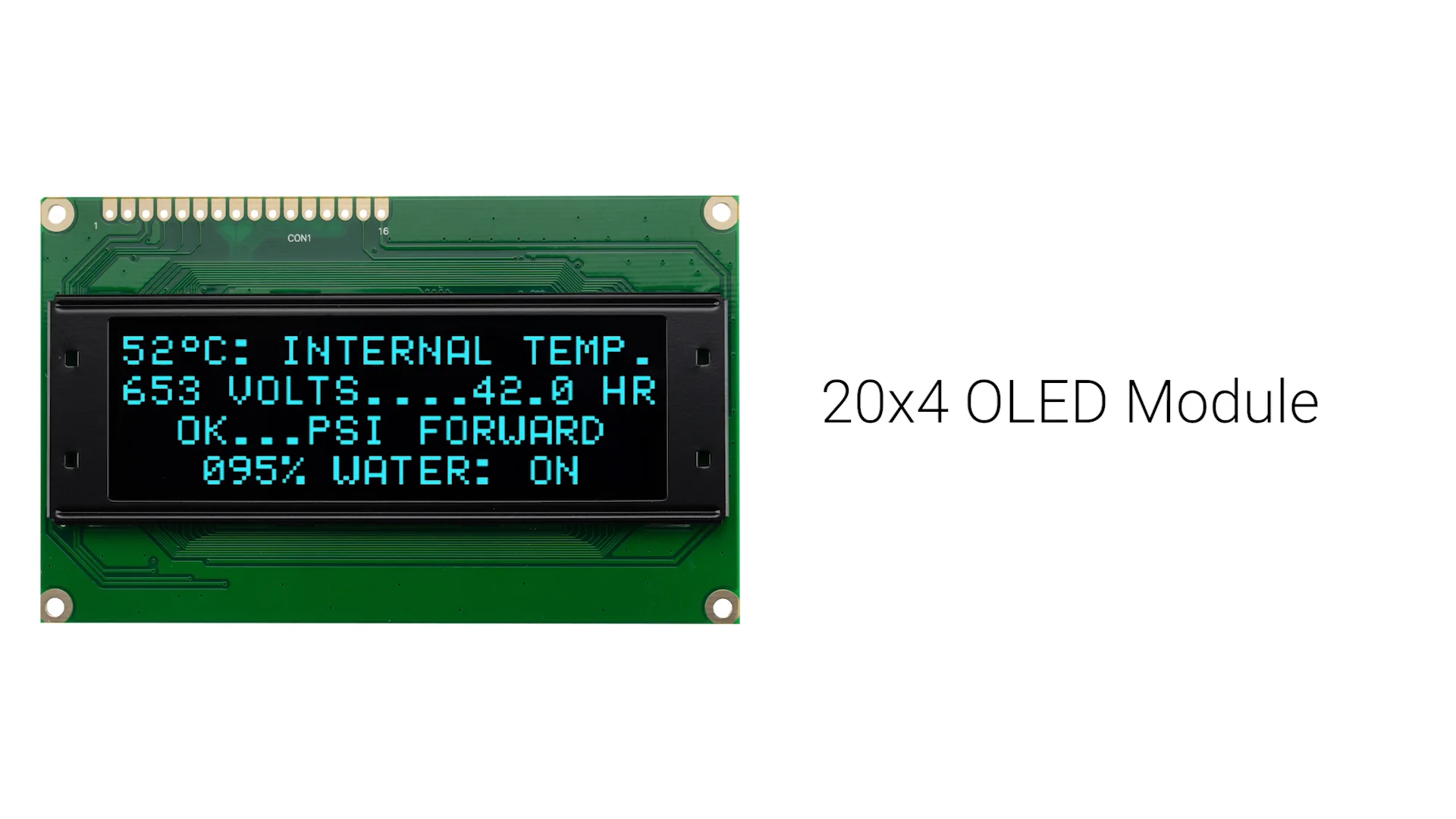 aoページ Green 20x4 Character OLED Module