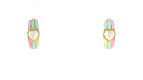 Opal Heart Hoop Earrings with Multicolored Pastel Enamel in 18kt Gold Over Sterling