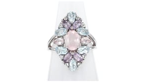 1.20 Carat Rose Quartz and 2.60 ct. t.w. Pastel Multi-Gemstone Ring in Sterling Silver