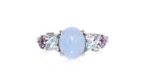 Blue Chalcedony and .68 ct. t.w. Pastel Multi-Gemstone Ring in Sterling Silver