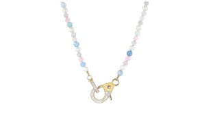 21.30 ct. t.w. Pastel Multi-Gemstone Bead, 4-4.5mm Cultured Pearl and .10 ct. t.w. Diamond Lobster Clasp Necklace in 18kt Gold O