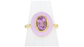 1.20 Carat Amethyst Ring with Pastel Purple Enamel in 18kt Gold Over Sterling