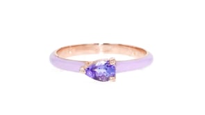 .40 Carat Tanzanite Ring with Pastel Purple Enamel in 18kt Rose Gold Over Sterling
