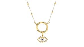 Sapphire Evil Eye Charm with Lab-Grown Diamonds in 14kt Yellow Gold