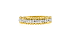.20 ct. t.w. Diamond Beaded-Edge Ring in 18kt Gold Over Sterling