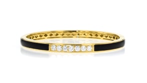 1.00 ct. t.w. Lab-Grown Diamond Bangle Bracelet with Black Enamel in 18kt Gold Over Sterling