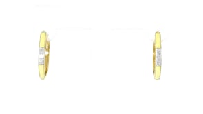 Pastel Yellow Enamel Hoop Earrings with Diamonds in 18kt Gold Over Sterling